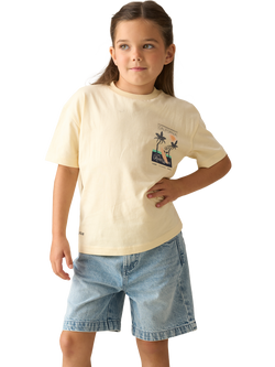 Angel & Rocket Kids' Cotton Palm Beach T-Shirt, Yellow, Yellow