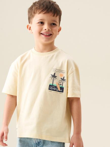 Angel & Rocket Kids' Cotton Palm Beach T-Shirt, Yellow, Yellow