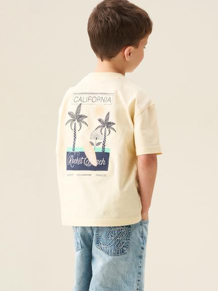Angel & Rocket Kids' Cotton Palm Beach T-Shirt, Yellow - view 2, Yellow