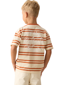 Angel & Rocket Kids' Cotton Stripe T-Shirt, Orange - view 2, Orange