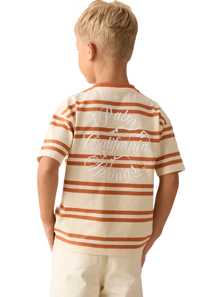 Angel & Rocket Kids' Cotton Stripe T-Shirt, Orange - view 2, Orange
