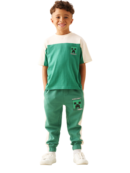 Angel & Rocket Kids' x Minecraft Stripe Joggers, Green - view 2, Green