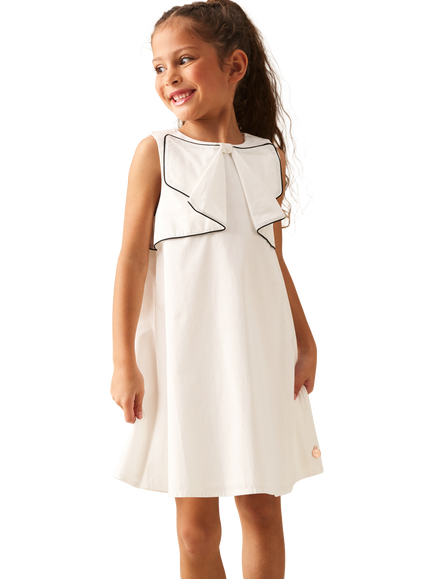 Angel & Rocket Kids' Cotton Sleeveless Bow Dress, White, White