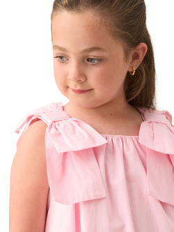 Angel & Rocket Kids' Cotton Bow Strap Swing Dress, Pink - view 2, Pink