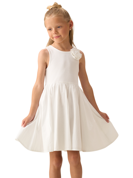 Angel & Rocket Kids' Crochet Flower Sleeveless Dress, White, White