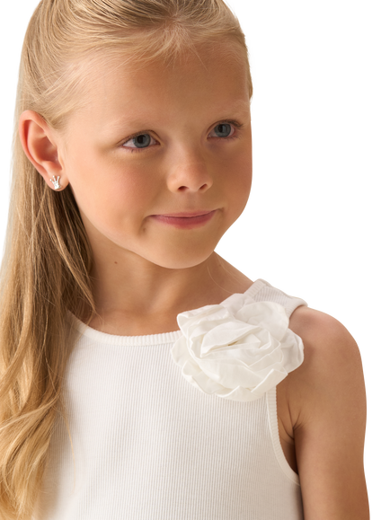 Angel & Rocket Kids' Crochet Flower Sleeveless Dress, White - view 2, White