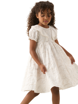 Angel & Rocket Kids' Floral Embroidered Dress, Ivory, Ivory