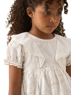 Angel & Rocket Kids' Floral Embroidered Dress, Ivory - view 2, Ivory