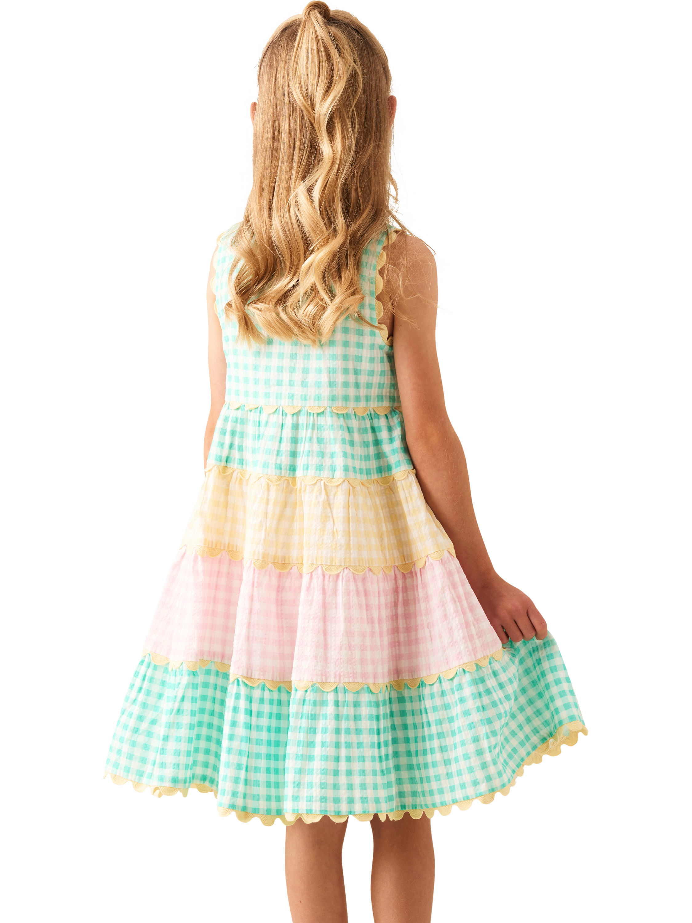 Product image 3 of 7, which shows Angel & Rocket Kids' Gingham Bow Sundress, Multi, 3 years