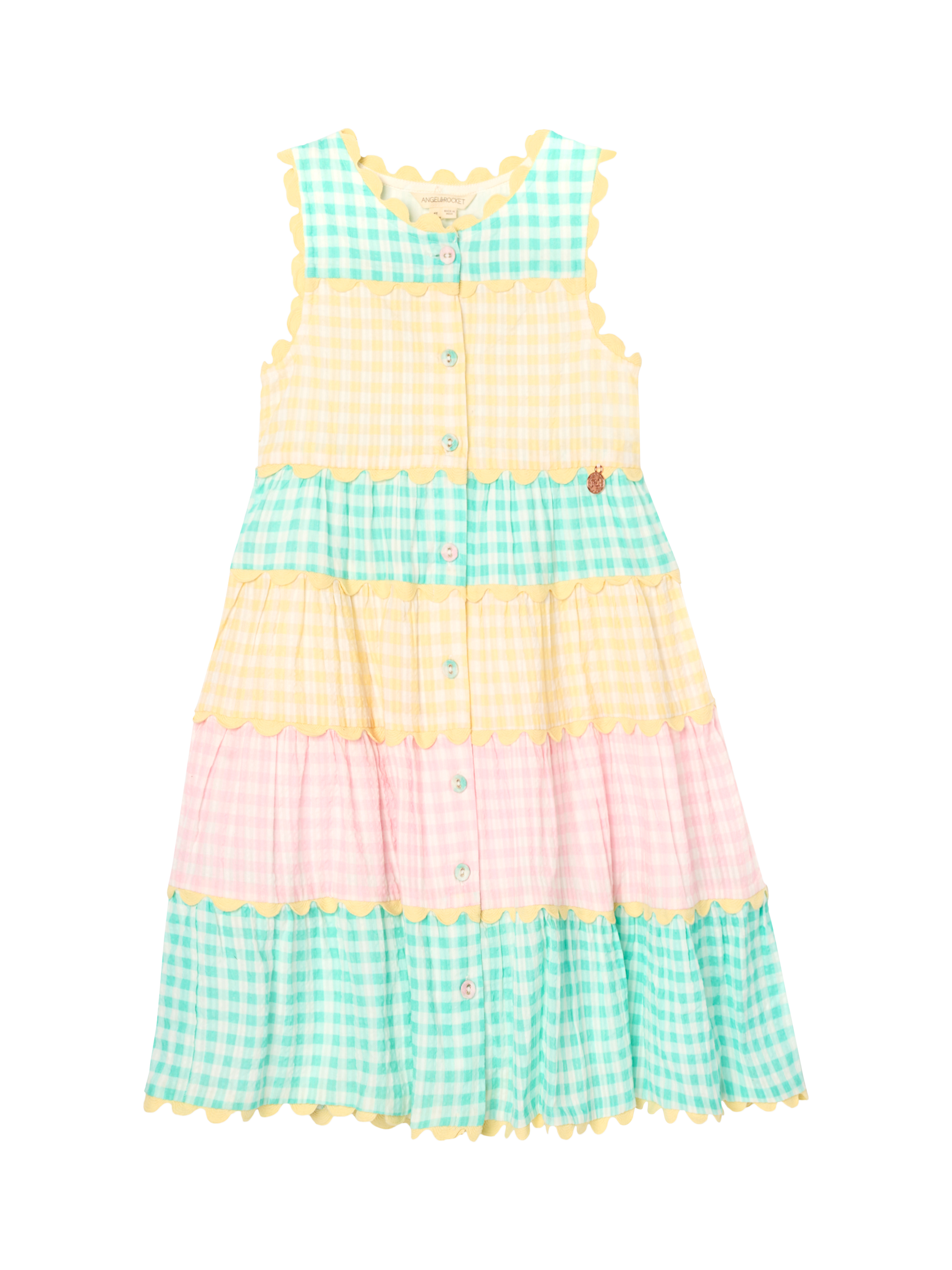 Product image 5 of 7, which shows Angel & Rocket Kids' Gingham Bow Sundress, Multi, 3 years