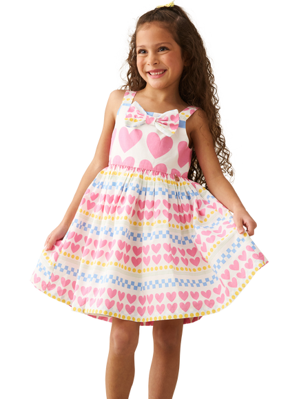 Angel & Rocket Kids' Sleeveless Heart Print Dress, Multi, Multi