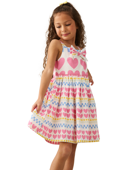 Angel & Rocket Kids' Sleeveless Heart Print Dress, Multi - view 2, Multi