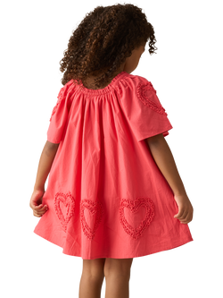 Angel & Rocket Baby Cotton Sleeveless Ruffle Heart Swing Dress, Coral - view 2, Coral