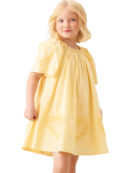 Angel & Rocket Kids' Ruffle Heart Swing Dress, Yellow, Yellow
