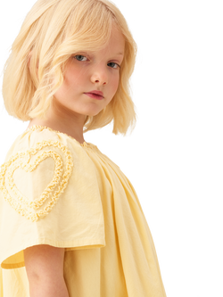 Angel & Rocket Kids' Ruffle Heart Swing Dress, Yellow - view 2, Yellow