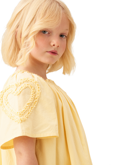 Angel & Rocket Kids' Ruffle Heart Swing Dress, Yellow - view 2, Yellow