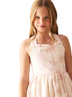 Angel & Rocket Kids' Palm Print Tiered Dress, Natural - view 2, Natural