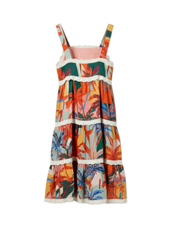 Angel & Rocket Kids' Kinsley Palm Print Lace Trim Tiered Dress, Multi - view 2, Multi