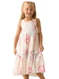 Angel & Rocket Kids' Cotton Sleeveless Floral Dress, White, White