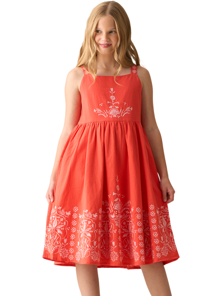 Angel & Rocket Kids' Reyna Sleeveless Embroidered Dress, Red, Red