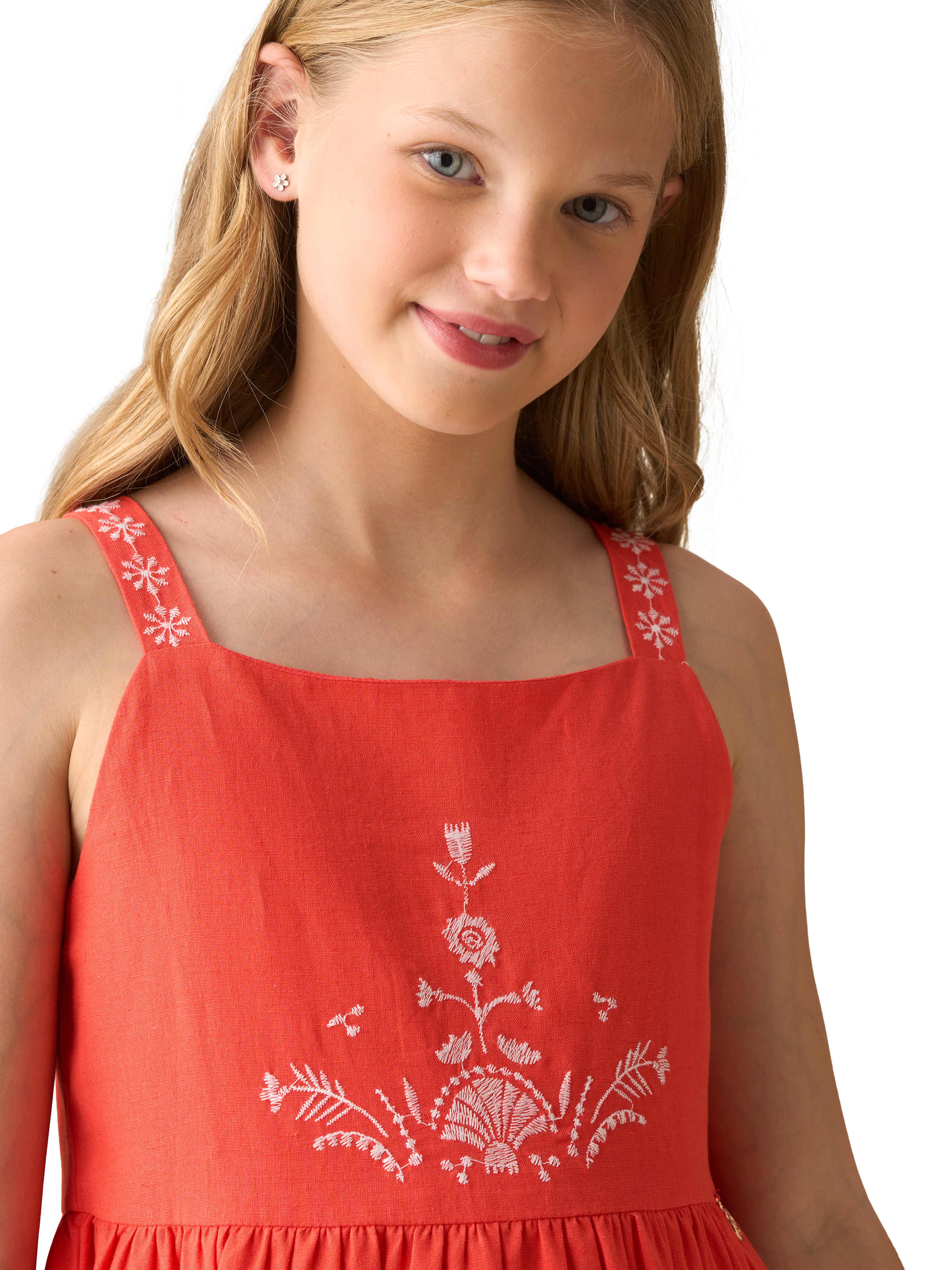 angel & rocket nude reyna embroidered swing dress Reyna Natural Embroidered Swing Dress