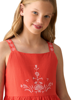 Angel & Rocket Kids' Reyna Sleeveless Embroidered Dress, Red - view 2, Red