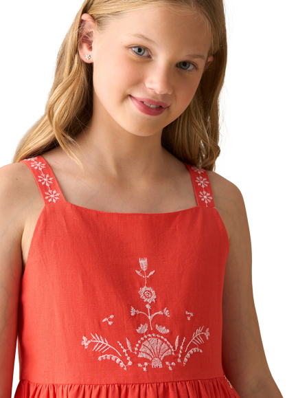 Angel & Rocket Kids' Reyna Sleeveless Embroidered Dress, Red - view 2, Red