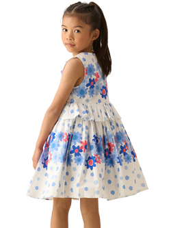 Angel & Rocket Kids' Cotton Sleeveless Spot and Floral Dress, White - view 2, White