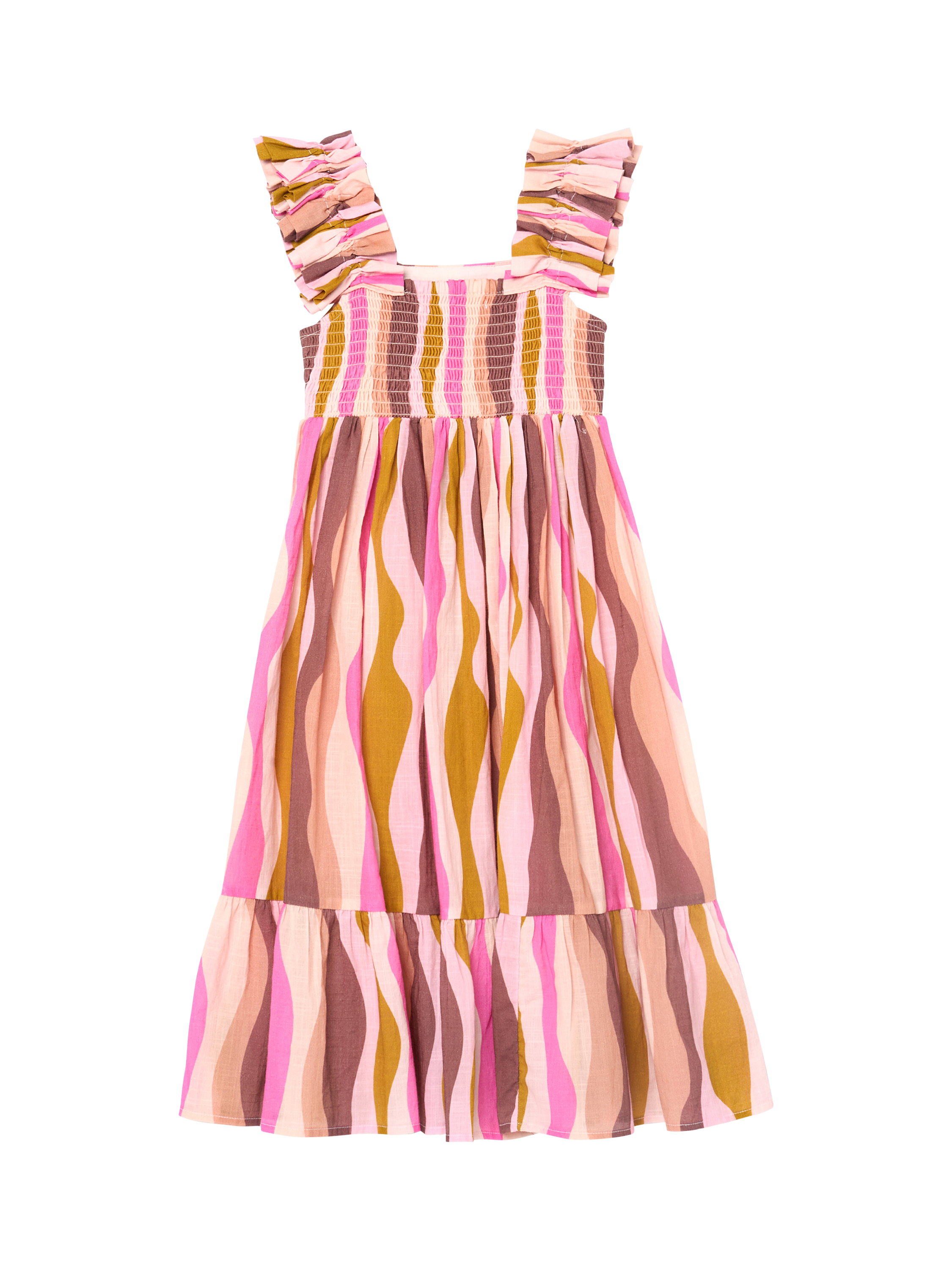 Product image 6 of 7, which shows Angel & Rocket Kids' Cotton Wave Print Maxi Dress, Multi, 3 years