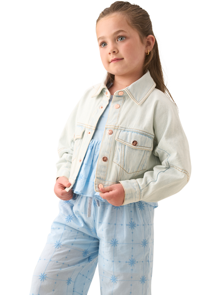 Angel & Rocket Kids' Cotton Denim Jacket, Blue, Blue