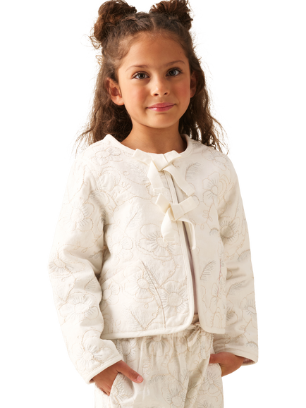 Angel & Rocket Kids' Embroidered Tie Front Jacket, White, White