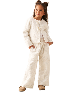 Angel & Rocket Kids' Embroidered Tie Front Jacket, White - view 2, White