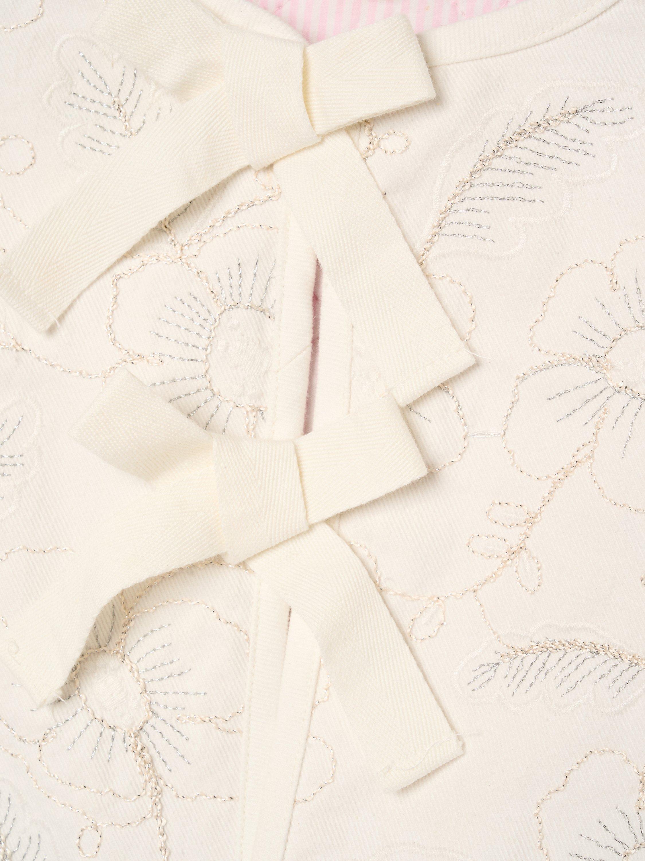 Product image 6 of 6, which shows Angel & Rocket Kids' Embroidered Tie Front Jacket, White, 3-4 years