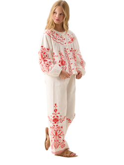 Angel & Rocket Kids' Cotton Embroidered Blouse, White - view 2, White