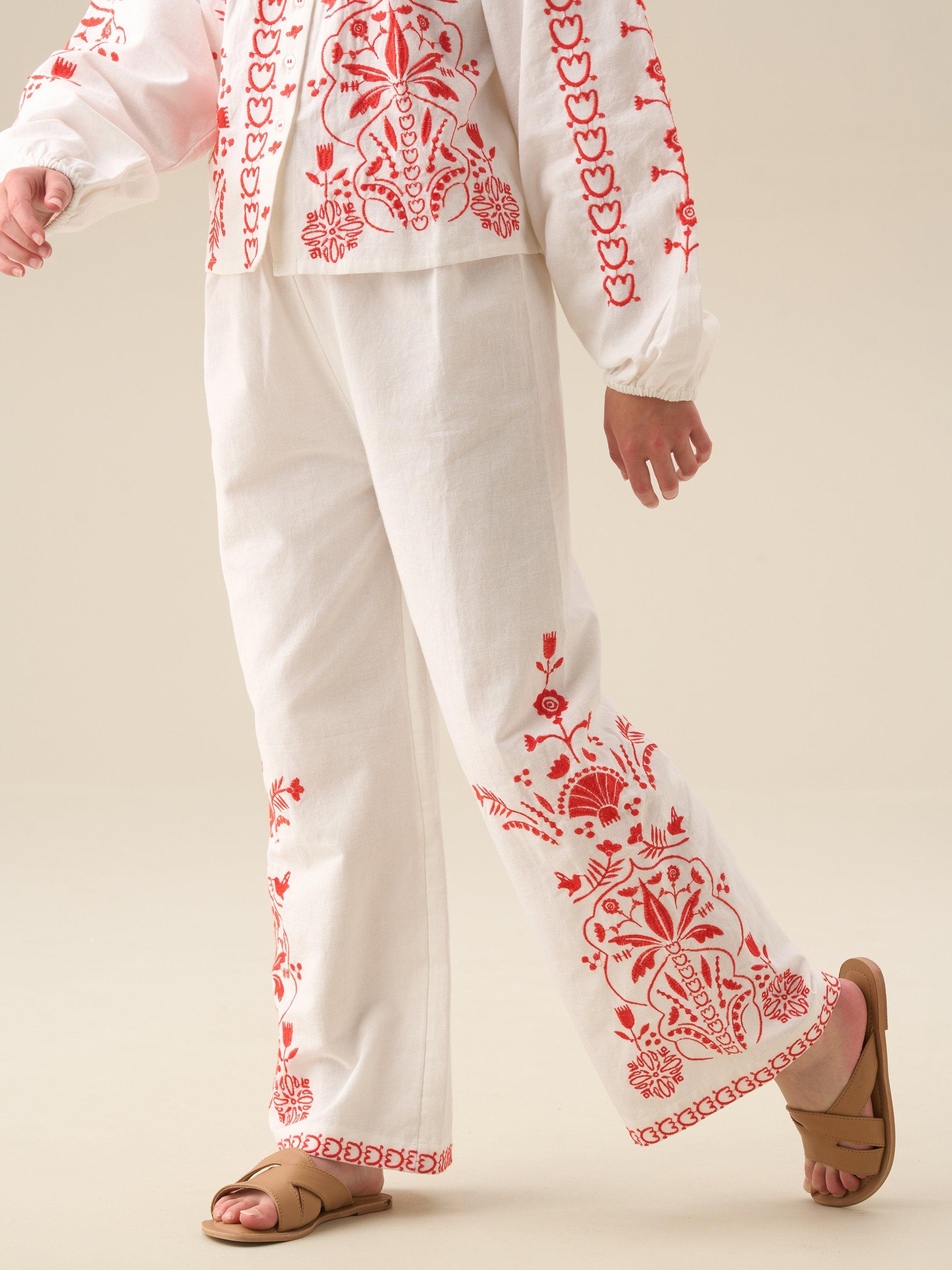 Product image 8 of 8, which shows Angel & Rocket Kids' Cotton Embroidered Blouse, White, 3 years