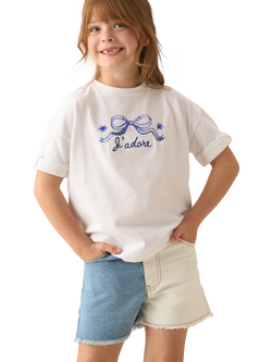 Angel & Rocket Kids' Cotton Colour Block Denim Shorts, Blue - view 2, Blue