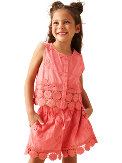 Angel & Rocket Kids' Mila Cotton Embroidered Crochet Shorts, Pink - view 2, Pink