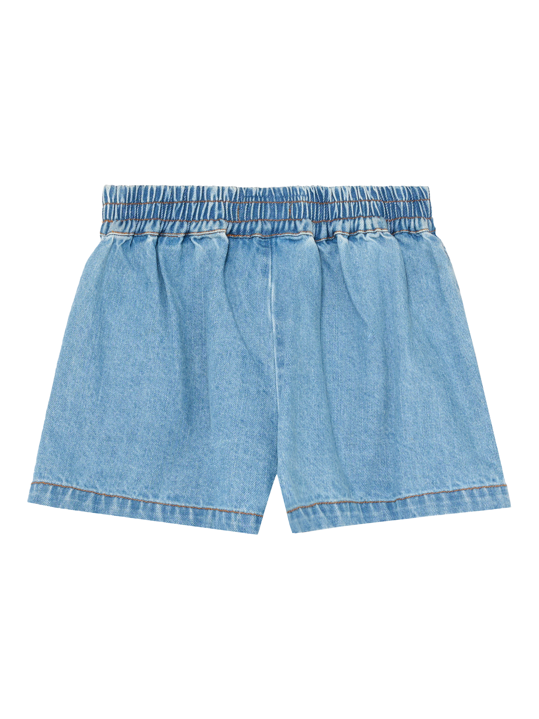 Product image 5 of 6, which shows Angel & Rocket Kids' Embroidered Denim Shorts, Blue, 6 years