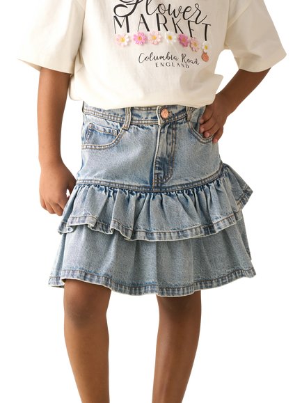Angel & Rocket Kids' Rara Denim Mini Skirt, Blue, Blue