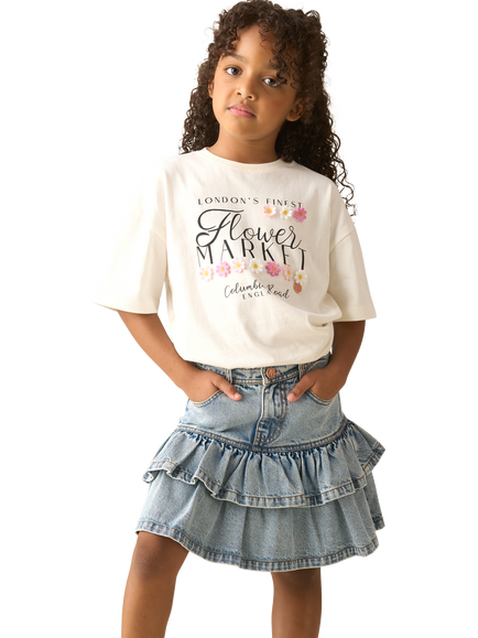 Angel & Rocket Kids' Rara Denim Mini Skirt, Blue - view 2, Blue