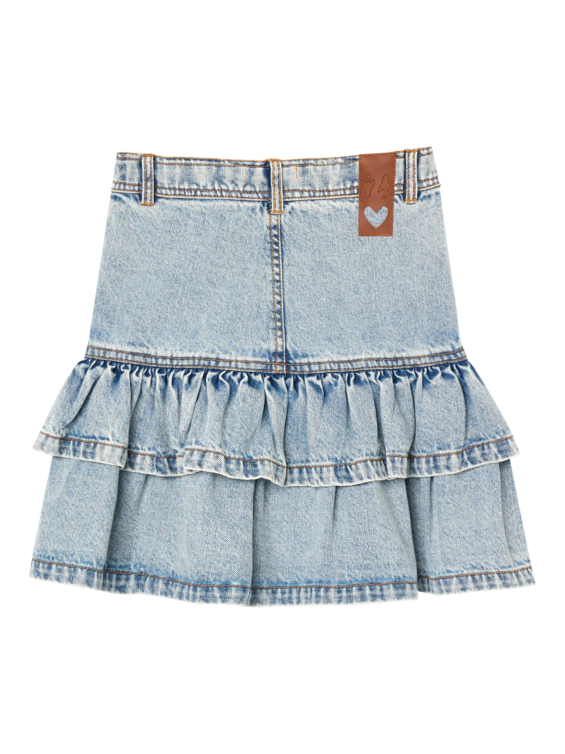 Product image 6 of 7, which shows Angel & Rocket Kids' Rara Denim Mini Skirt, Blue, 3 years