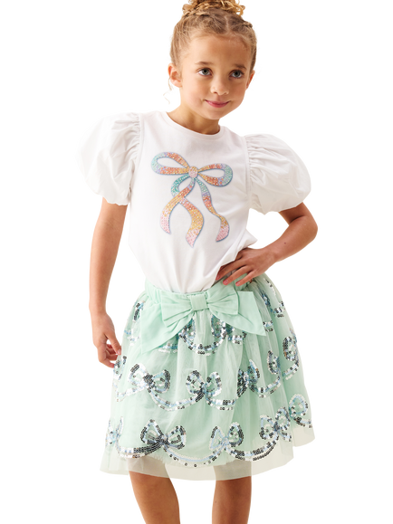 Angel & Rocket Kids' Delta Sequin Skirt, Mint - view 2, Mint