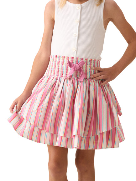 Angel & Rocket Kids' Cotton Stripe Mini Skirt, Pink, Pink