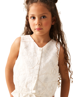 Angel & Rocket Kids' Floral Embroidered Waistcoat Top, Ivory - view 2, Ivory