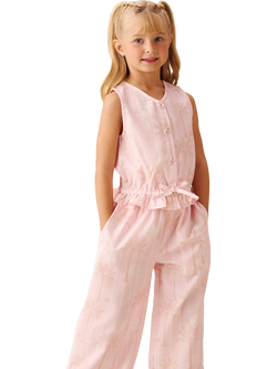 Angel & Rocket Kids' Palm Print Sleeveless Waistcoat Top, Pink - view 2, Pink