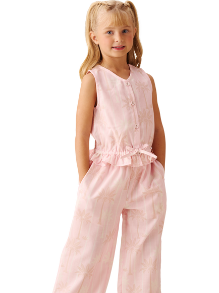 Angel & Rocket Kids' Palm Print Sleeveless Waistcoat Top, Pink - view 2, Pink