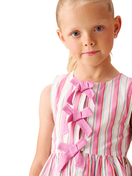 Angel & Rocket Kids' Stripe Tie Waistcoat Top, Pink/Multi - view 2, Pink/Multi
