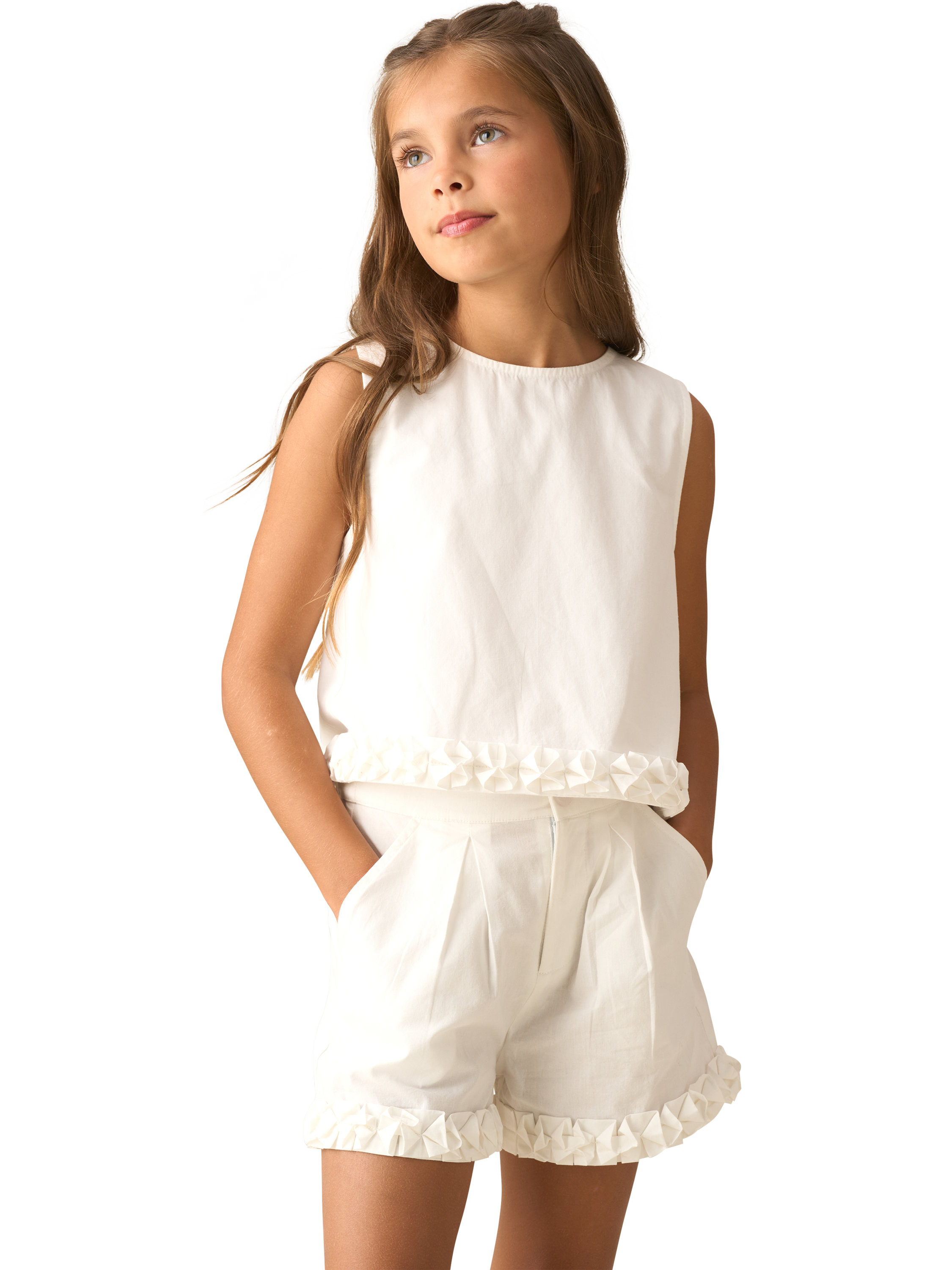 Product image 1 of 8, which shows Angel & Rocket Kids' Cotton Woven Top, White, 3 years