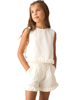 Angel & Rocket Kids' Cotton Woven Top, White, White