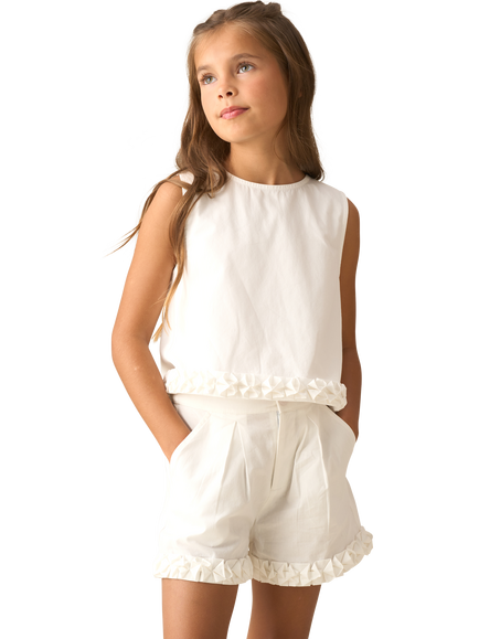 Angel & Rocket Kids' Cotton Woven Top, White, White